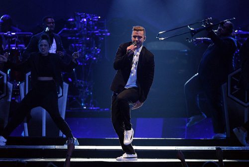 LOS ANGELES, CA - AUGUST 12: Musician Justin Timberlake performs on his 20/20 Experience World Tour at the Staples Center on August 12, 2014 in Los Angeles, California. (Photo by Frank Micelotta/PictureGroup)